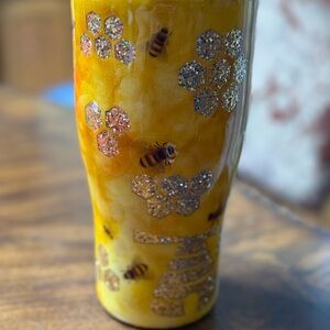 Yellow Bee and Honeycomb Tumbler